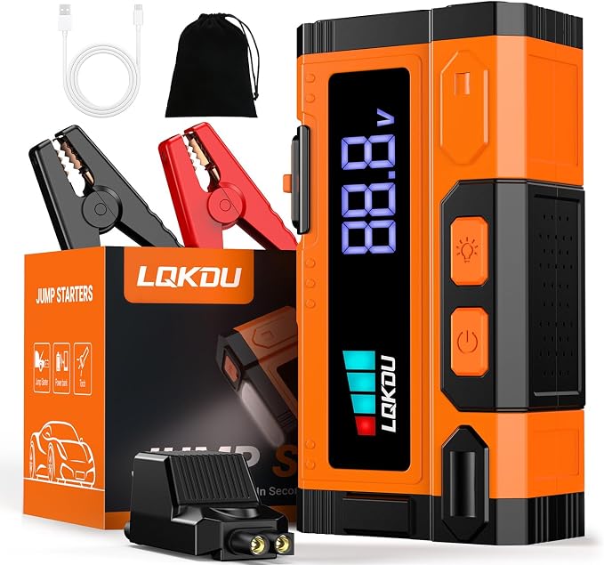 Car Battery Jump Starter - 5000A 12V Portable Lithium Jump Box 3 Mode Flashlight, Smart Jumper Cables & Power Bank - For Car, Truck, SUV, up to for 9.0L Gas and 8.5L Diesel Engines